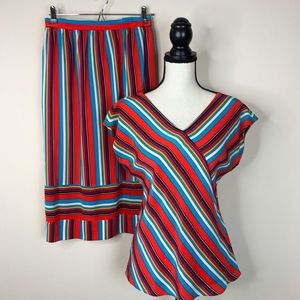 Vintage Stripe Skirt & Top Set